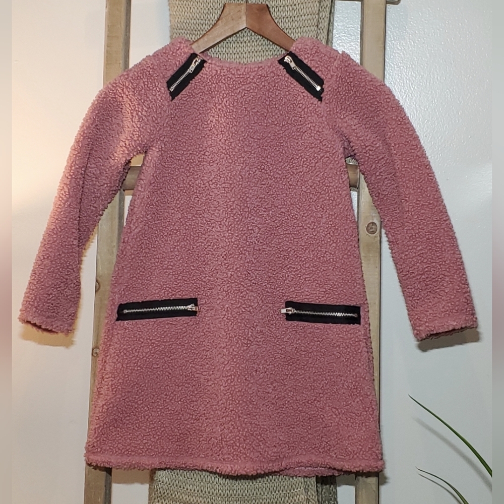 Pippa & Julie Faux Sherpa Style Dress with Zipper Accents